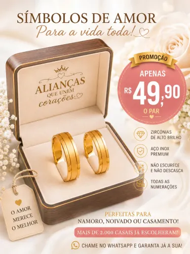 Alianças por $49,90 seu amor para vida toda