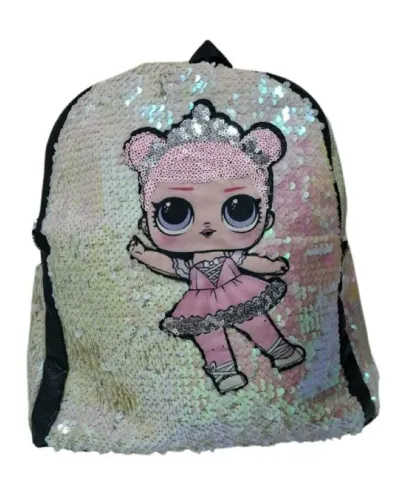 Mochila Infantil LOL Paetê Lantejoula Muda de Cor
