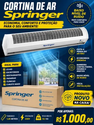 Cortina De Ar Springer Econômica Silenciosa Para Comércio