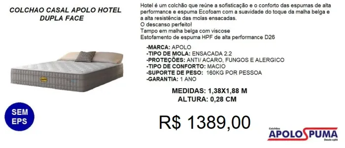 Colchão - casal - molas - compre hoje e receba em até 72 horas 