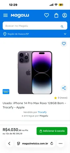 IPhone 14 Pro Max roxo 128 gigas