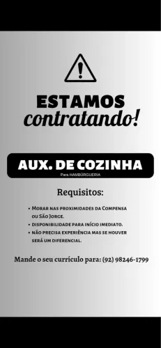 Vaga de trabalho com ou sem experiência