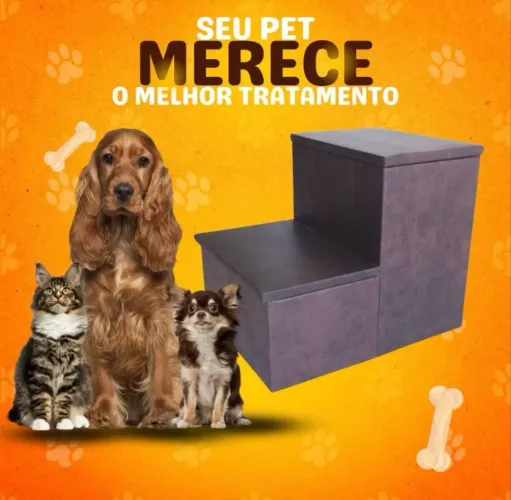 Escada pet com baú Bege