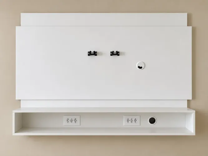 Rack Suspenso com Painel para TV em MDF Branco