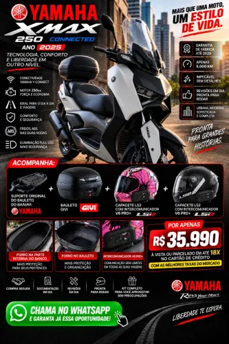 Yamaha Xmax 250 Conected - IPVA 2026 Quitado - Garantia até 2029 - Com capacetes