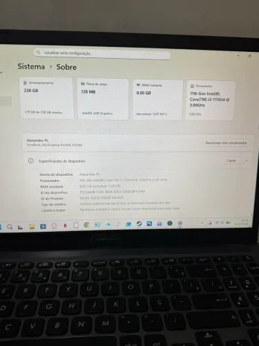Notbook Asus i3 11° geração 8 gb RAM 