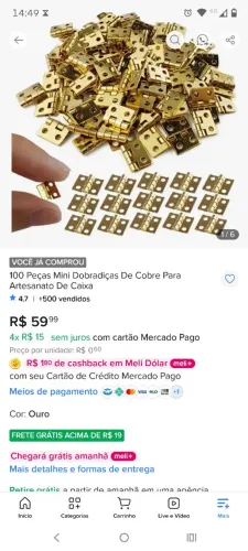 Mini Dobradiças De Cobre Para Artesanato De Caixa