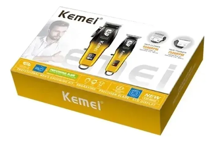 Kit Maquina Corte Acabamento Cabelo Masculino KemeI