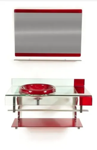 Lavatório completo vermelho