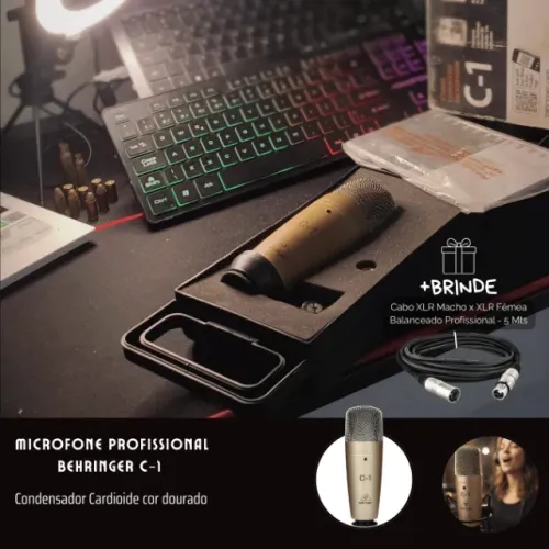 Microfone Behringer Condensador C-1 Cardioide Dourado ( Profissional )