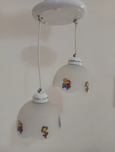 Decoração lustre infantil vidro jateado