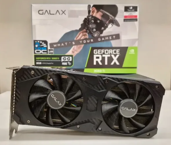 Placa de vídeo Galax RTX 3060 Ti 8GB 1-Click-OC Dual Fan - Na caixa!