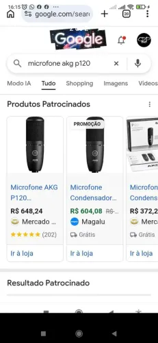 Microfone profissional AKGp120