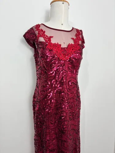 vestido de festa longo paetê bordado p / m