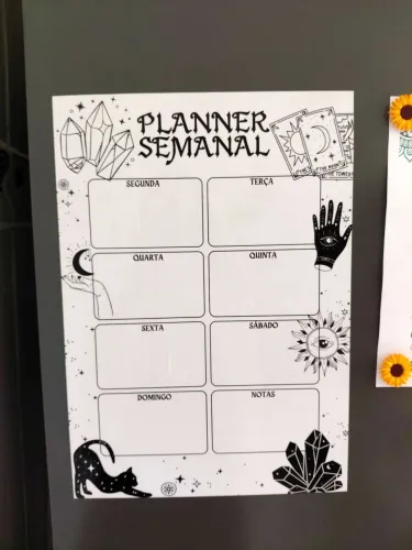Planner semanal imã de geladeira.