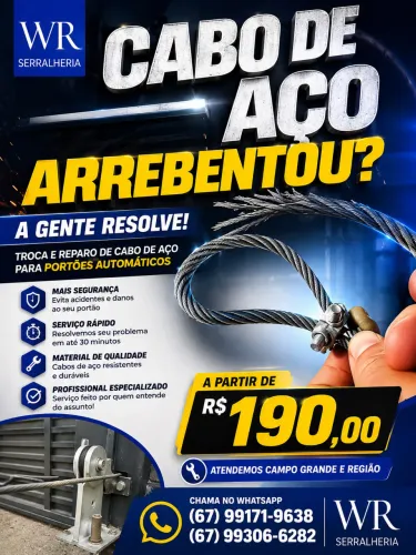 Troca cabo de aço portão