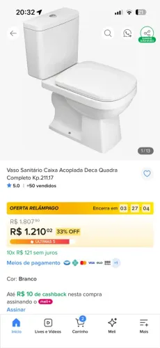 Vaso sanitário DECA QUADRA COMPLETO