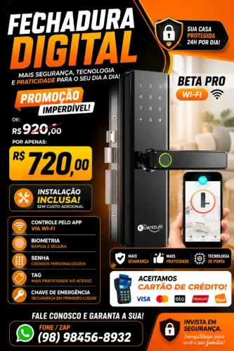 FECHADURA DIGITAL COM WI-FI JA INCLUSA A INSTALAÇÃO
