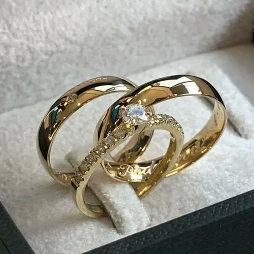 Alianças de aço inoxidável banhadas a ouro 18k 