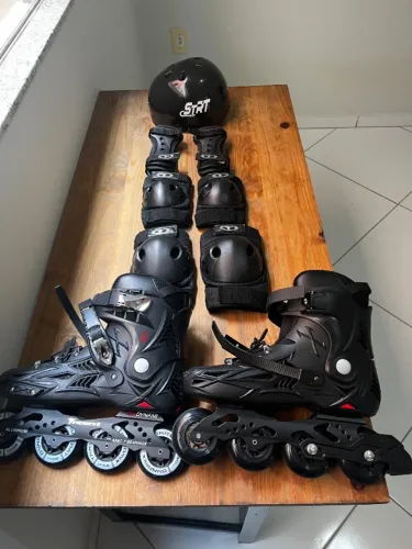 Kit patins dynamix traxart 41/42 com protetores e mochila