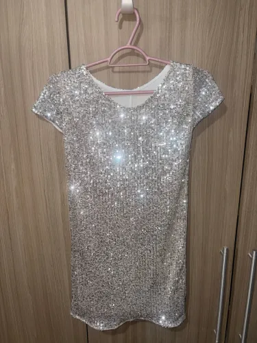 Vestido Infantil Brilhoso Lantejoulas - Tamanho 11/12 - Novo