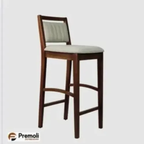 Banqueta Evora Unidade Sky 02 Tecido No Linho Bege Madeira Cor Imbuia