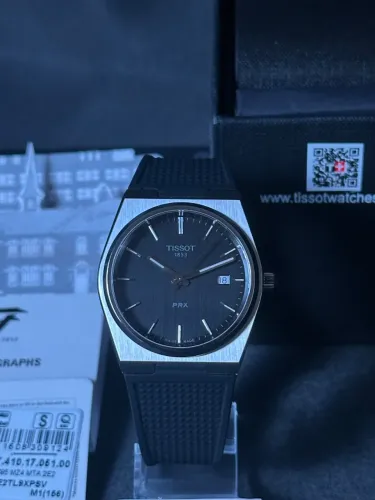 Relógio Tissot PRX Preto pulseira de borracha