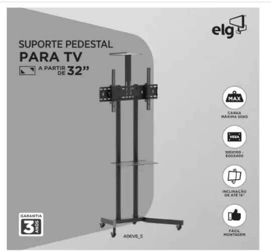 SUPORTE PEDESTAL PARA TV COM RODÍZIOS