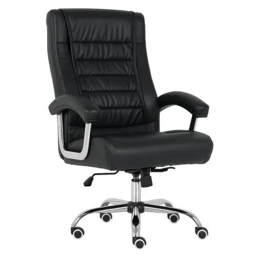Cadeira Presidente Luxo Com Mola Ensacada Couríssimo Preto Conforto Premium 30016