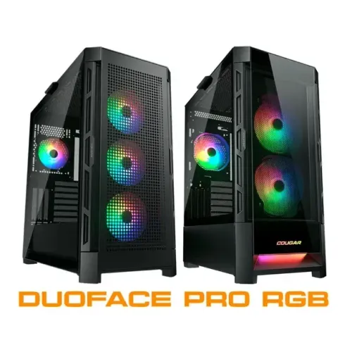 Gabinete Cougar Duo Face com duas frentes Mesh ou Vidro 3 fans e controladora incluso