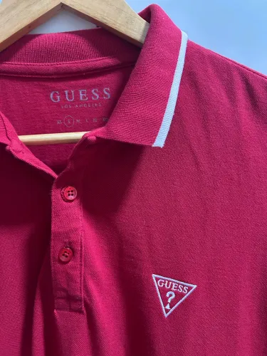 Camisa Polo Guess Logo Vermelha