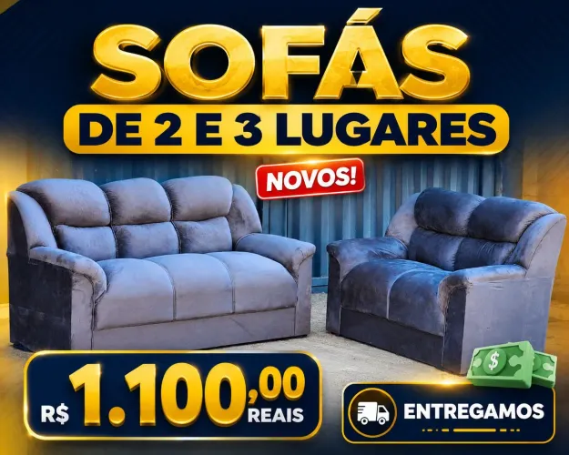 SOFÁS DE 2 E 3 LUGARES NOVOS 