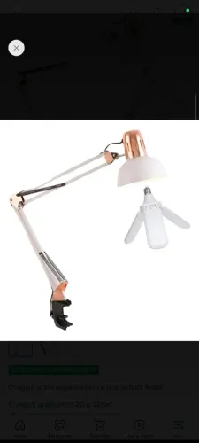 Kit luminária Pixar articulada + lâmpada petala
