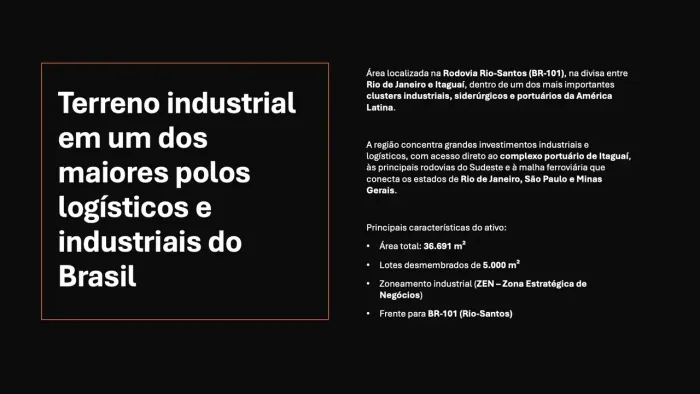 Terreno na Rio Santos com infraestrutura para indústria.