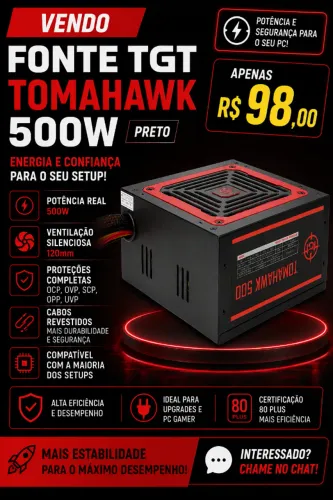 Fonte TGT Tomahawk 500W Preto
