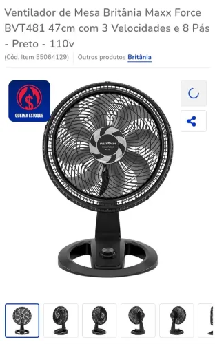 Ventilador de mesa Britânia bvt 481 40cm super turbo 220v