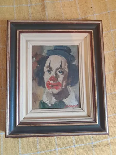Quadro pintura Óleo palhaço 39cm x 33cm Chagas 1990 - AJ 202