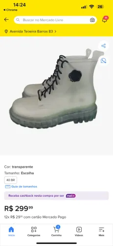 TEM CONVERSA Bota transparente Melissa Original tam 38