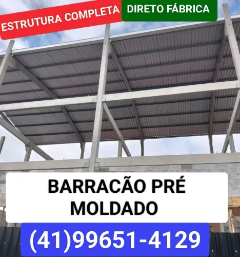 BARRACÃO PRÉ MOLDADO GALPÃO ESTRUTURA COMPLETA COM COBERTURA MONTADO DIRETO FÁBRICA 