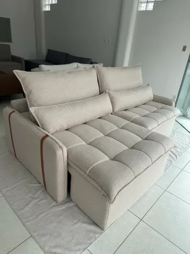 Sofá cama + pillow top queima de estoque sofá novo de loja
