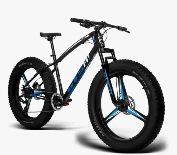 Bicicleta Fat Bike Aro 26 Freio Hidráulico E Roda Magnésio Cor Preto-azul Tam do quadro 17