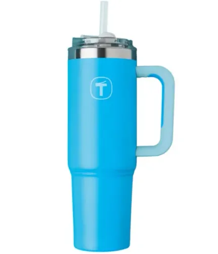 Tupperware Copo Térmico Big T com Canudo 1,1 litro Azul Grécia