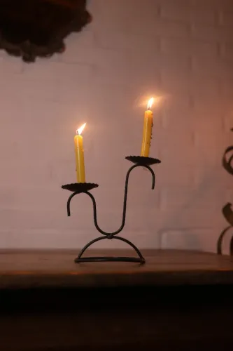 castiçal candelabro em ferro para duas velas moderno sol decoração vintage bruxa mistico