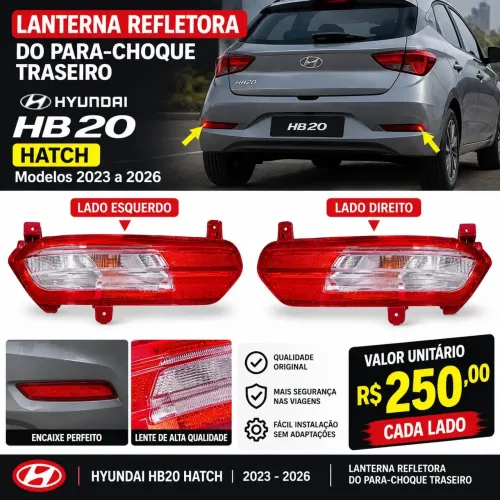 Lanterna refletora do parachoque traseiro HB20 2023 a 2026