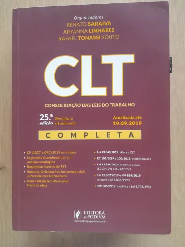 CLT COMPLETA ATUALIZADA COM A REFORMA TRABALHISTA