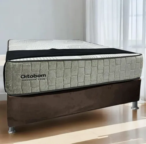 Colchão  Casal Exclusive Foam 30 cm Espuma D33 - ORTOBOM + Base Box Casal Simples.