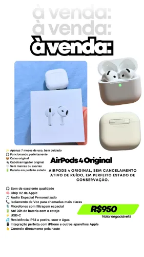 Air pods 4 sem cancelamento de ruído