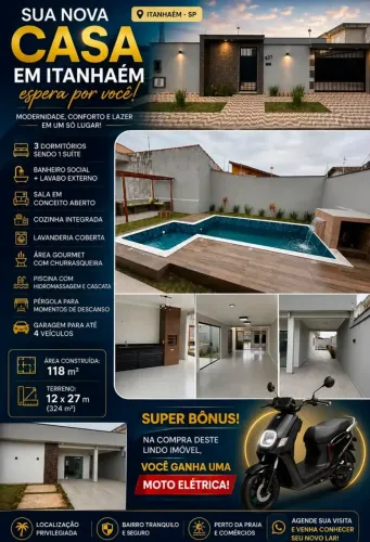 Imóvel para venda possui 118 metros quadrados com 3 quartos em Centro - Itanhaém - SP