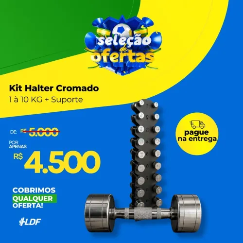 Jogo halter cromado 1 a 10 kg