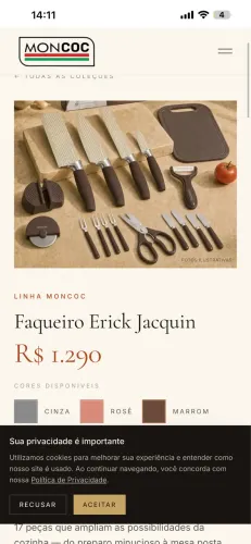 Faqueiro Éric jacquim 17 peças para presentes e mesas especiais